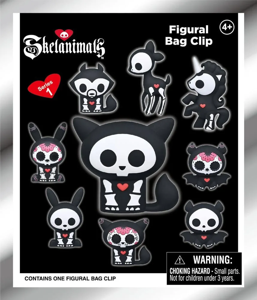 Skelanimals Bag Clips – Series 1 PVC Blind Bag Display of 24 2